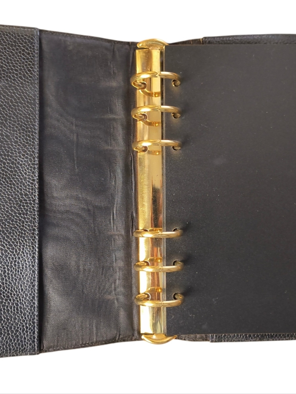 Chanel Vintage Medium Caviar CC Agenda Planner Black Gold Rings Made in France - Picture 6 of 8